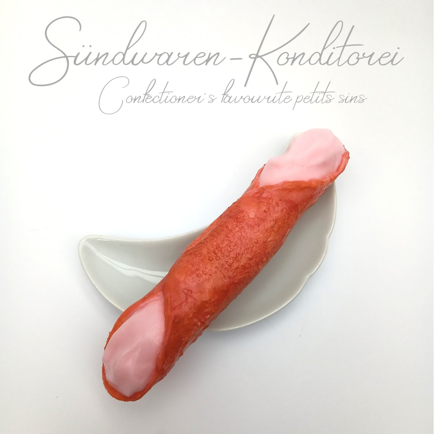 Erdbeer-Cannolo - handgefertigter Silikondildo in der sizilianischen Leckereivariante Sündwaren-Konditorei