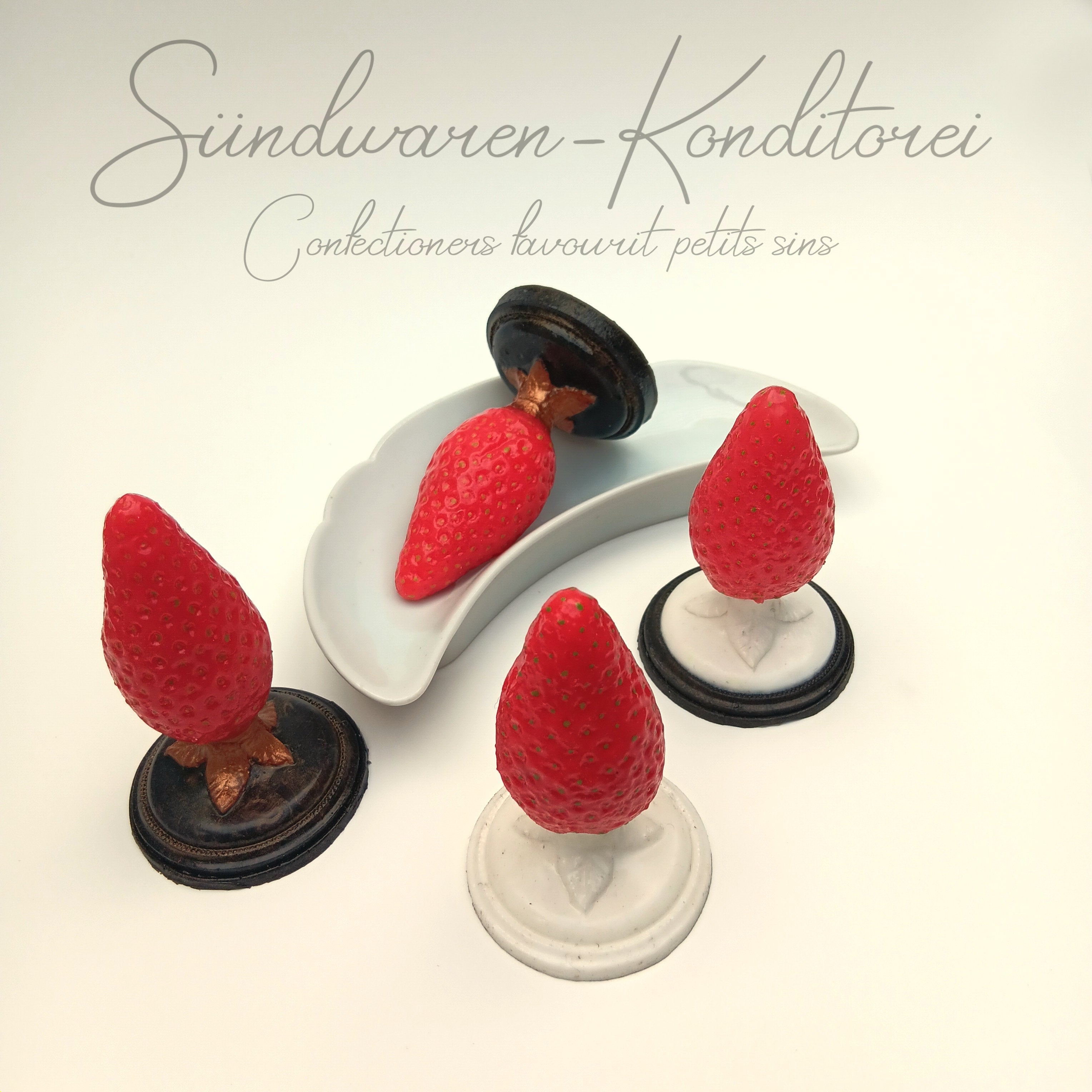 Handgefertigte Popostecker & Anal Plugs aus Platinsilikon - 5 Designs mit Sicherheitsbasis - Body-safe, Made in Germany - Sündwaren-Konditorei