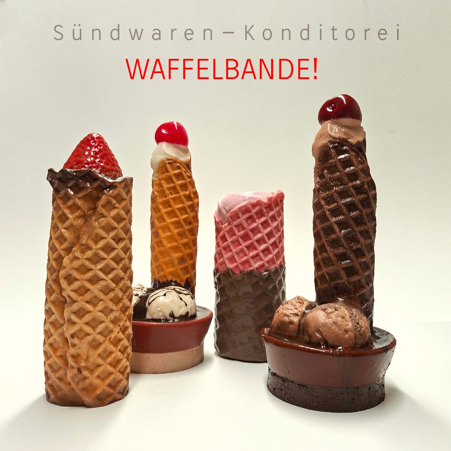 Waffelkollektion handgefertigte Sextoys aus Platinsilikon - Dildos, Penissleeve und Taschenmuschi mit authentischer Waffelstruktur - Made in Germany von Sündwaren-Konditorei