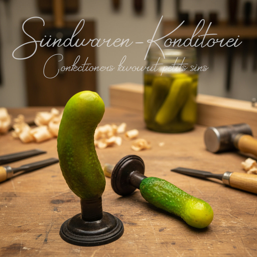 Saure Gurke Popostecker aus Platinsilikon - Hauptansicht handgefertigt
