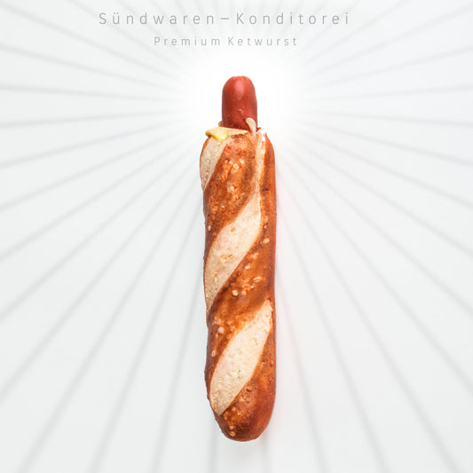 Premium Ketwurst Silikondildo - handgefertigt aus Platinsilikon mit Laugenstange
