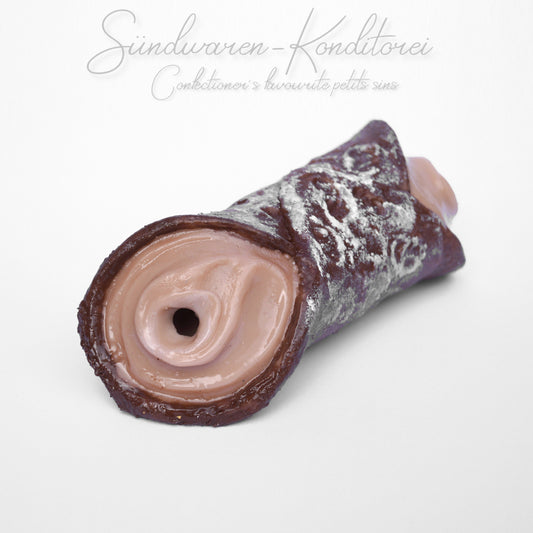 Schoko-Cannolo Taschenmuschi - Gesamtansicht sizilianisches Design - Sündwaren-Konditorei