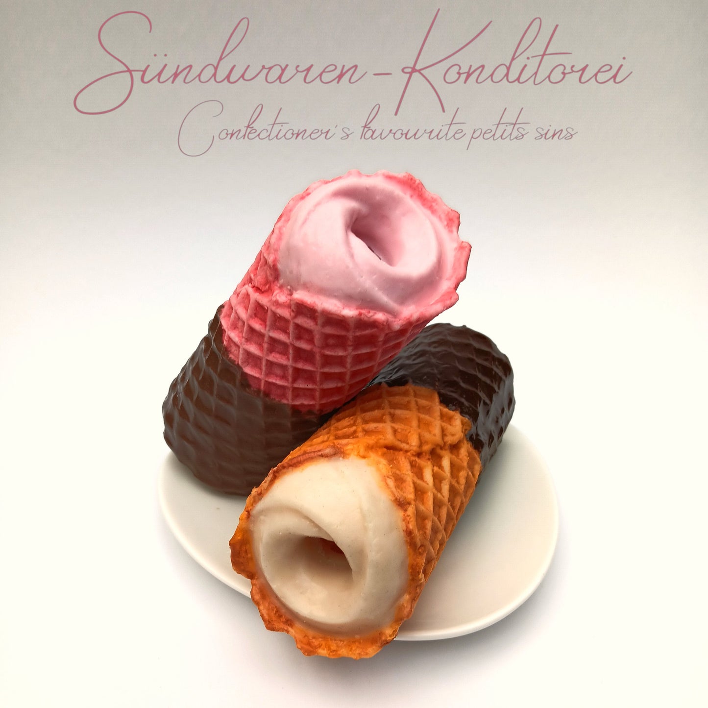 Waffelröllchen Taschenmuschi - Nahaufnahme der kunstfertigen Waffelstruktur
