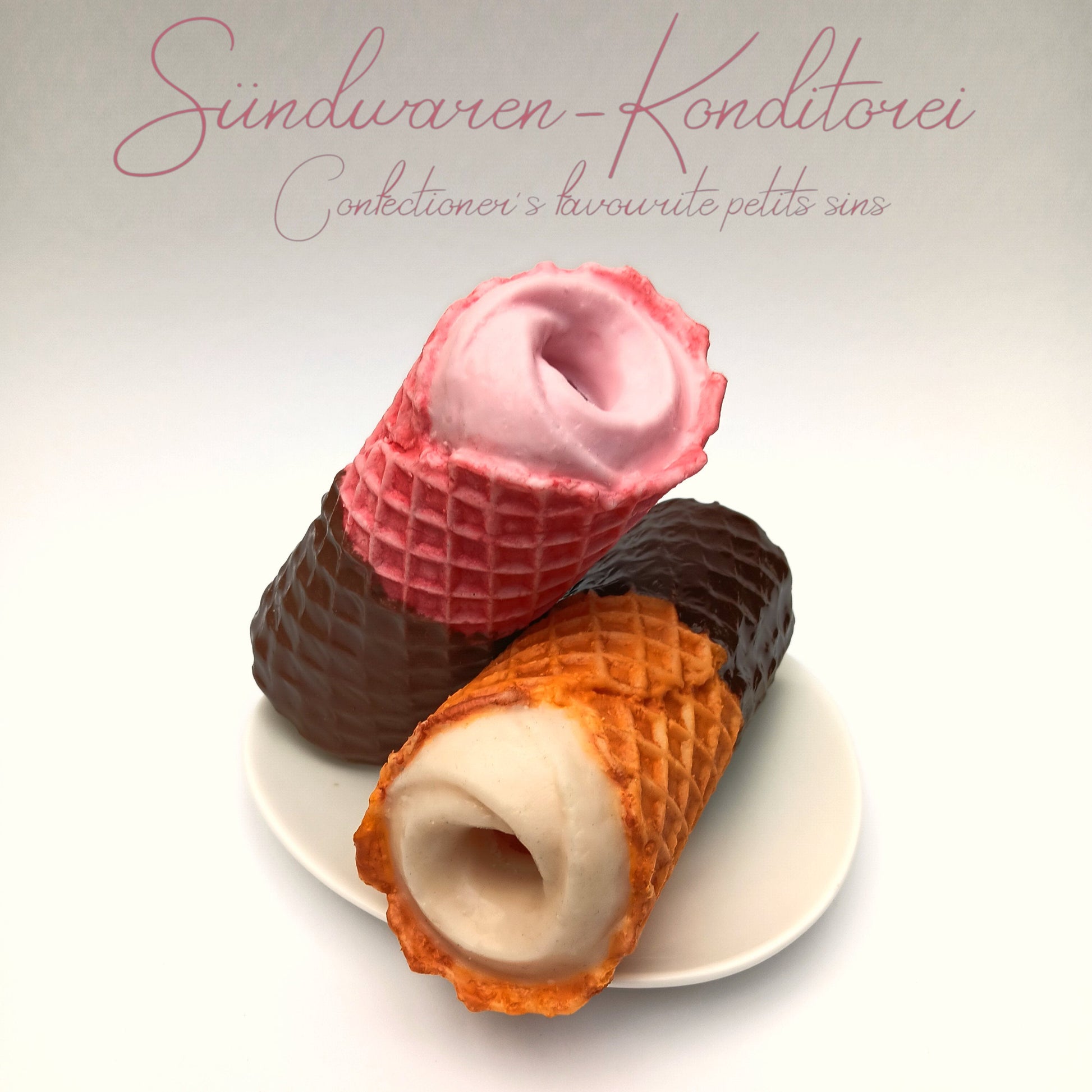 Waffelröllchen Taschenmuschi - Nahaufnahme der kunstfertigen Waffelstruktur
