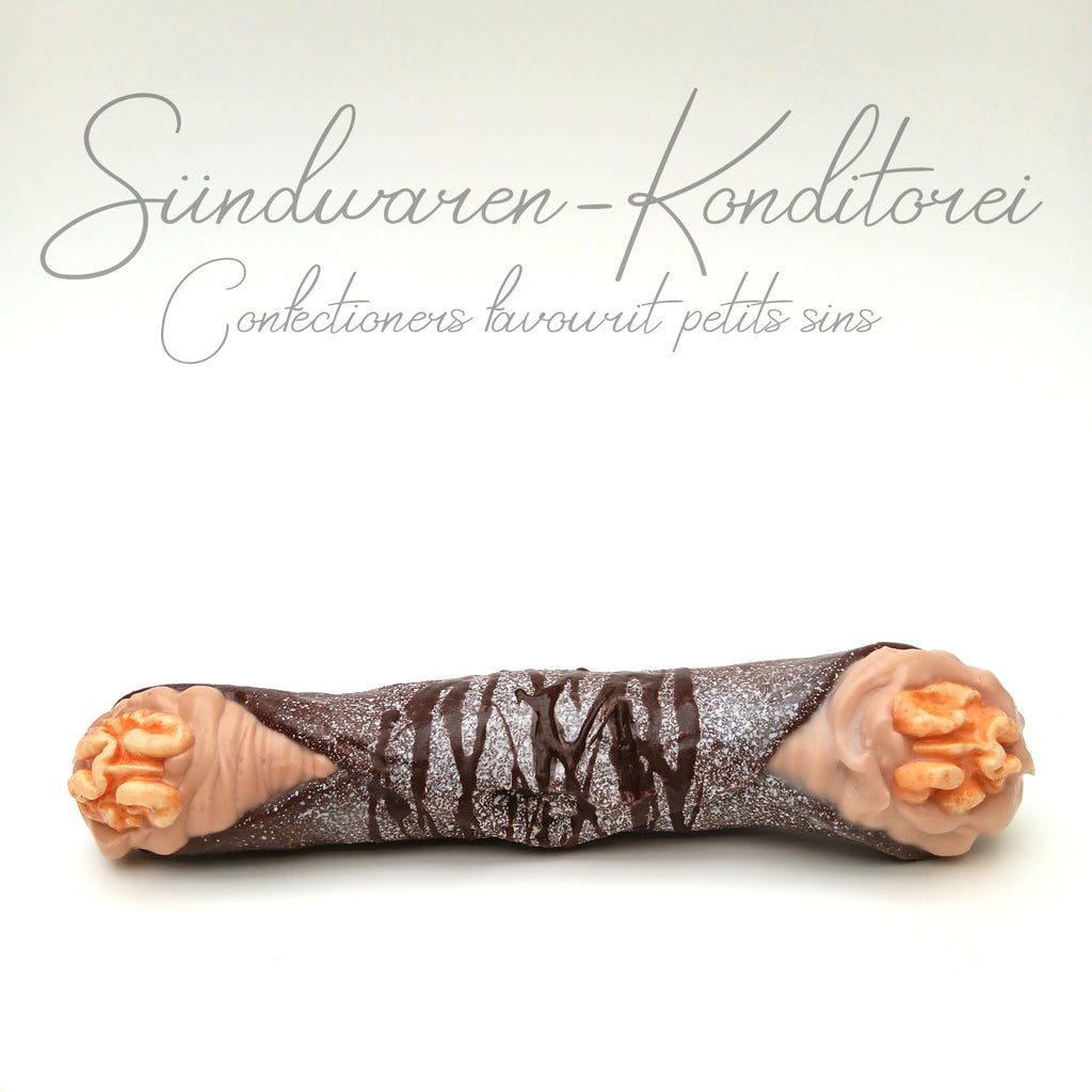 Wallnuss Cannolo Dildo – Seitenansicht, organische Form, körpersicheres Platinsilikon