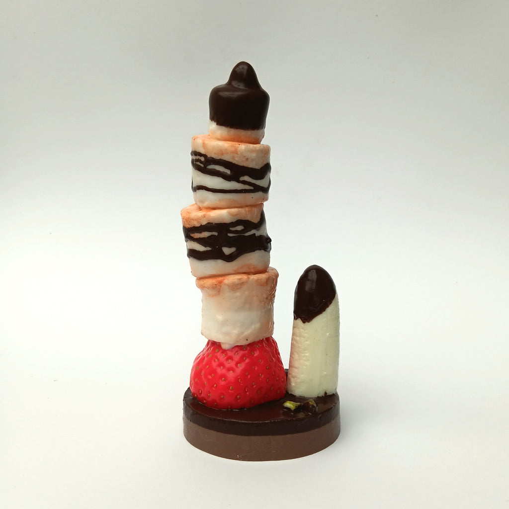Pudding Dildo mit Erdbeere und Banane - Handgefertigtes Kunstwerk
