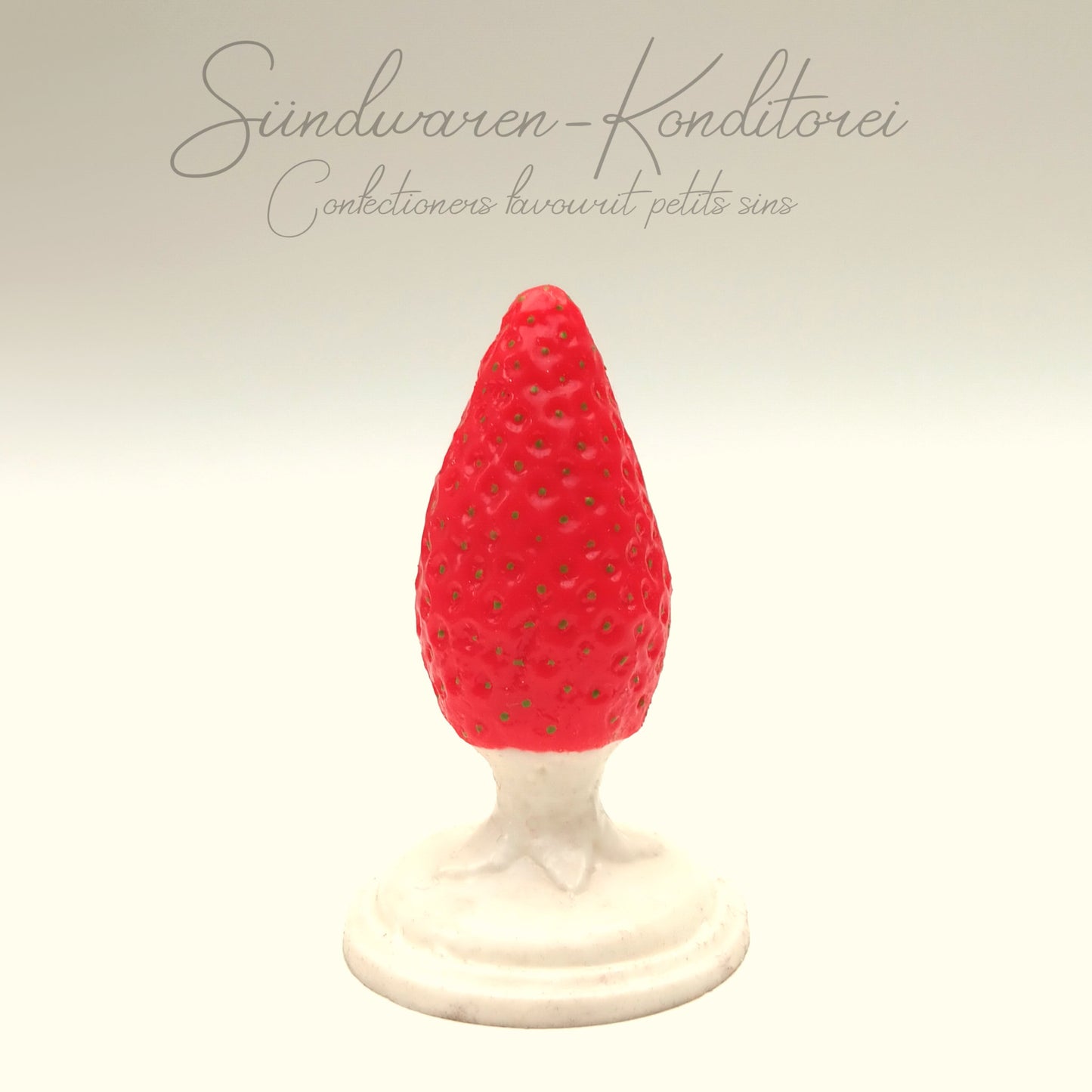 Erdbeer-Popostecker weiß - Body-Safe Platinsilikon - Sündwaren-Konditorei
