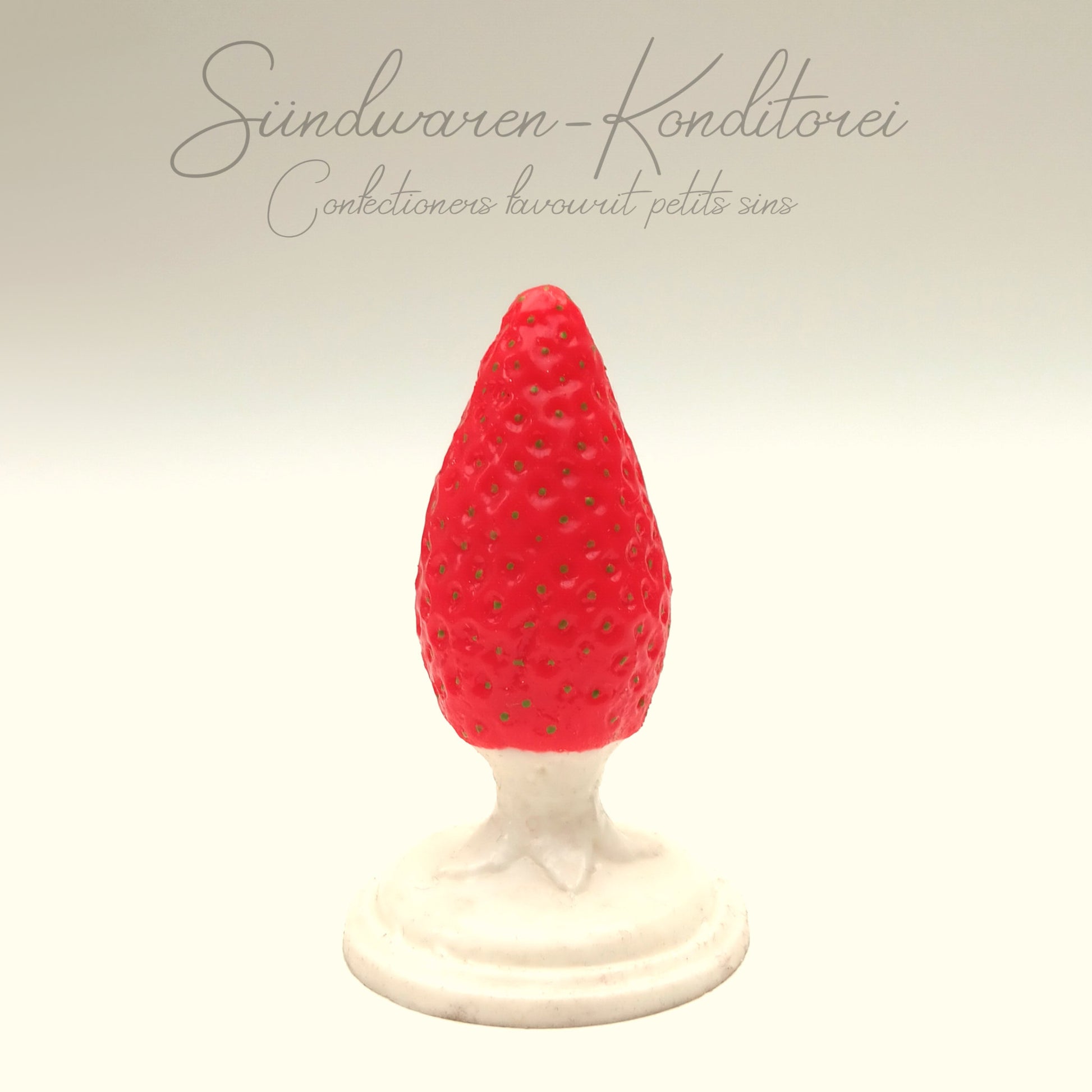 Erdbeer-Popostecker weiß - Body-Safe Platinsilikon - Sündwaren-Konditorei
