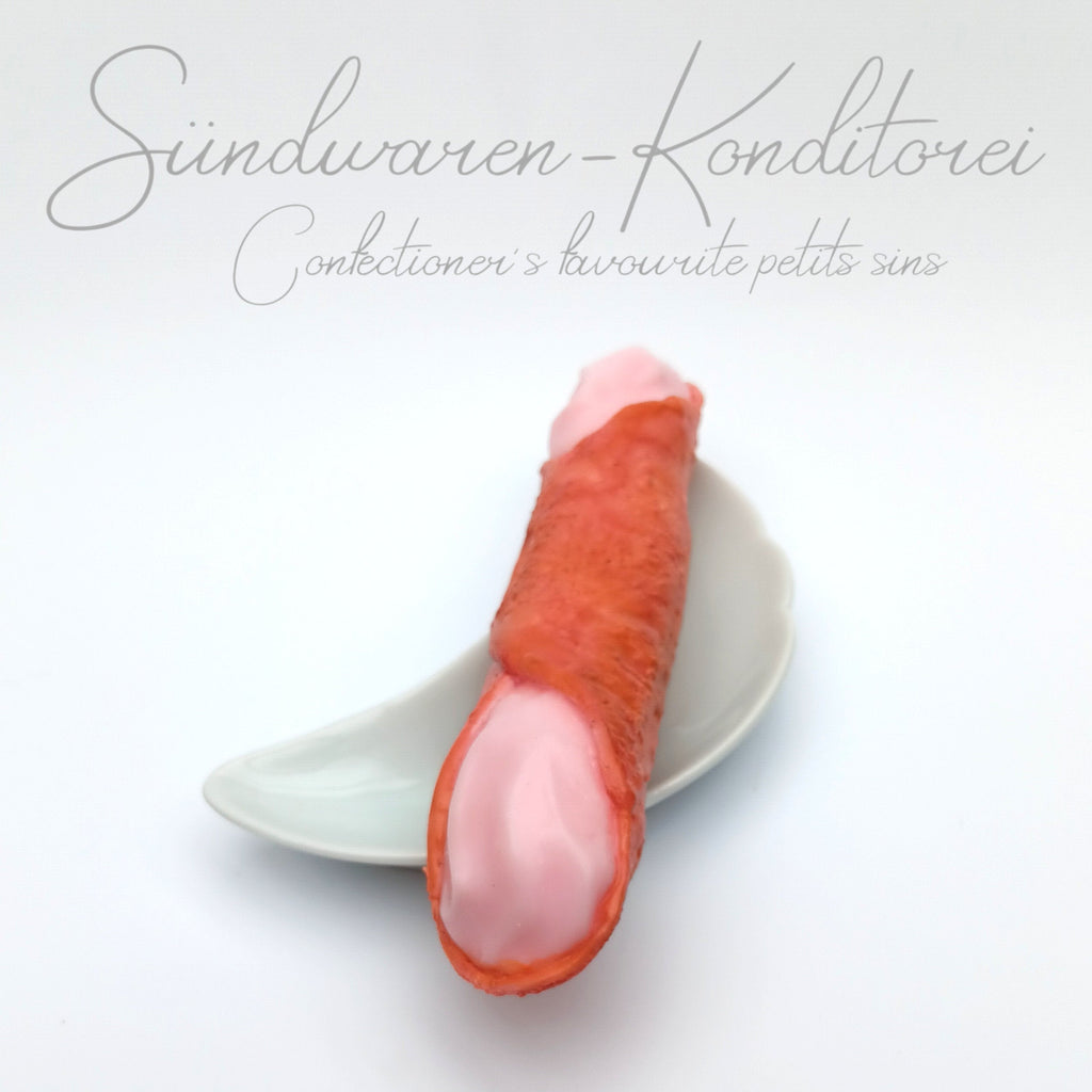 Erdbeer-Cannolo - handgefertigter Silikondildo in der sizilianischen Leckereivariante Sündwaren-Konditorei