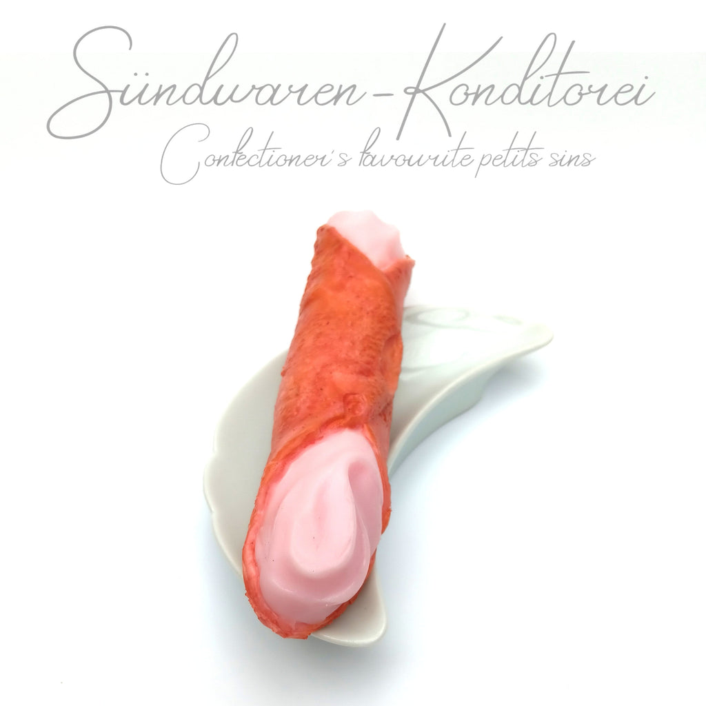 Erdbeer-Cannolo - handgefertigter Silikondildo in der sizilianischen Leckereivariante Sündwaren-Konditorei