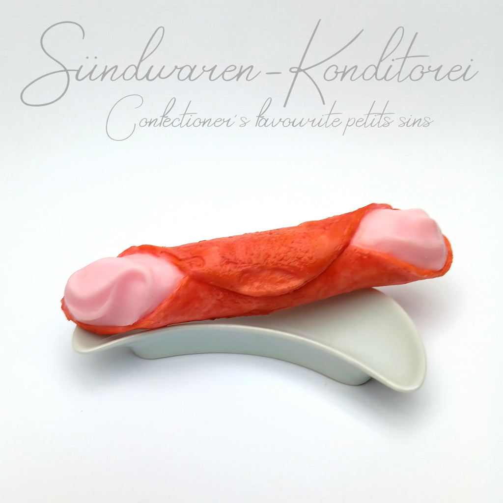Erdbeer-Cannolo - handgefertigter Silikondildo in der sizilianischen Leckereivariante Sündwaren-Konditorei