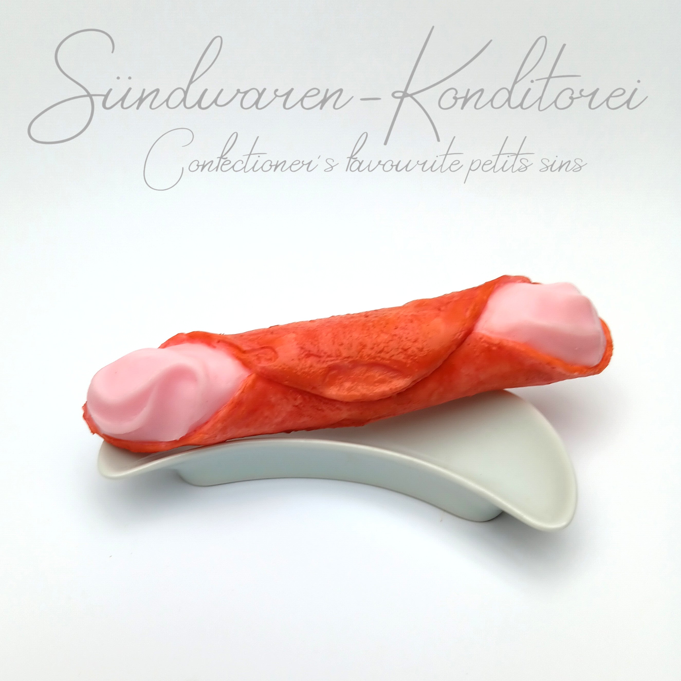 Erdbeer-Cannolo - handgefertigter Silikondildo in der sizilianischen Leckereivariante Sündwaren-Konditorei
