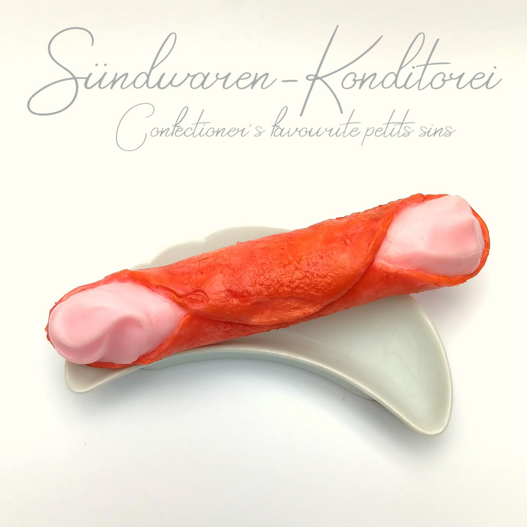 Erdbeer-Cannolo - handgefertigter Silikondildo in der sizilianischen Leckereivariante Sündwaren-Konditorei