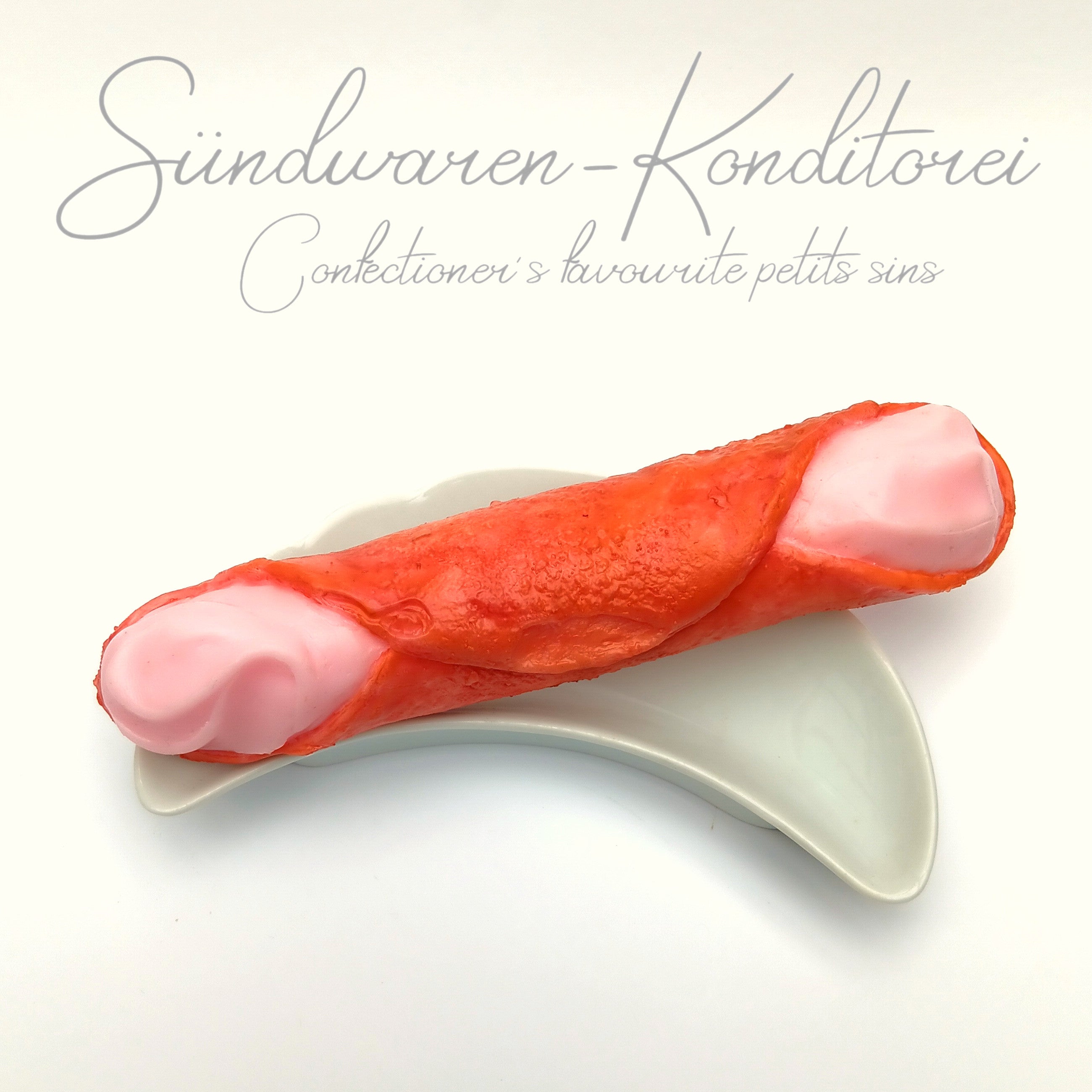 Erdbeer-Cannolo - handgefertigter Silikondildo in der sizilianischen Leckereivariante Sündwaren-Konditorei