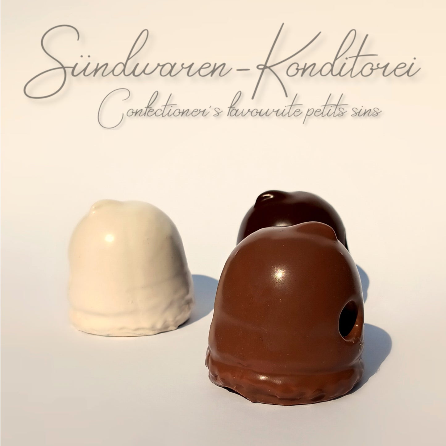 Handgefertigter Schokokuss-Knebelball - Seitenansicht 5 cm Durchmesser
