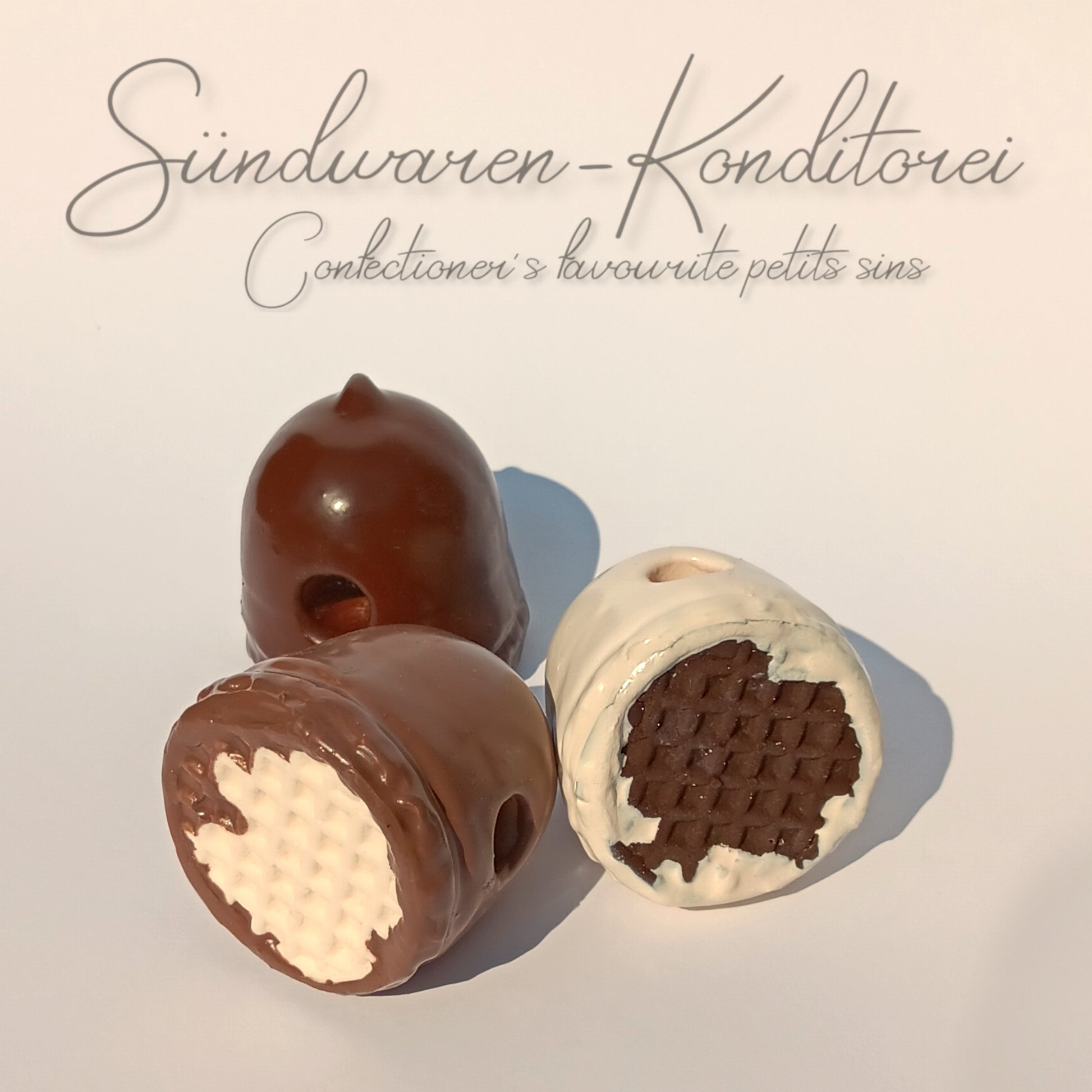 Knebelball in Schokokuss-Optik - handgefertigt und vegan
