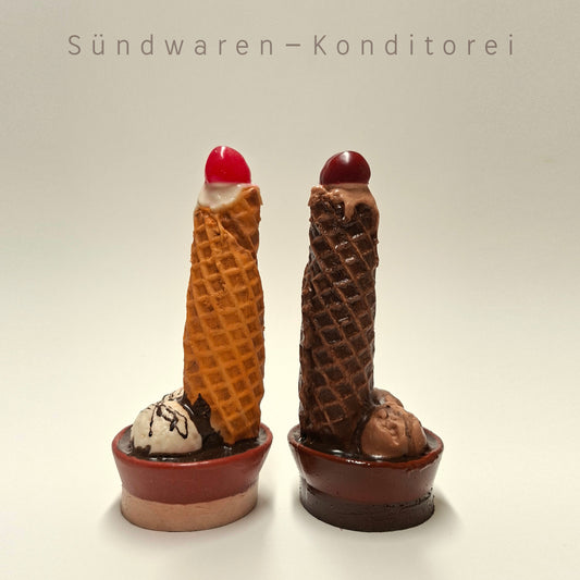 Schokowaffeltürmchen mit Saugnapf - knusprig cremige Versuchung Sündwaren-Konditorei